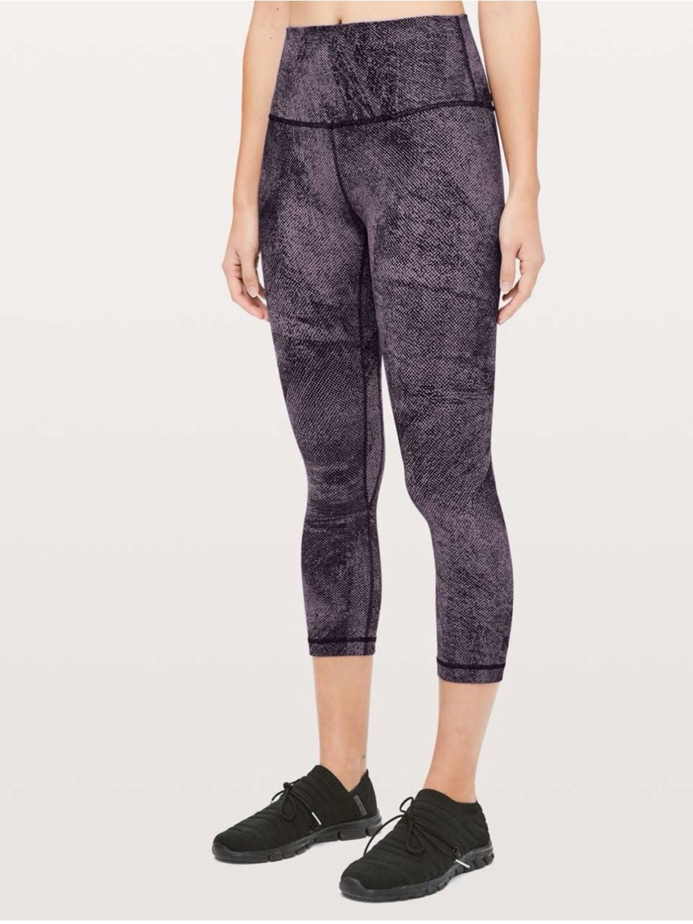 High-Rise Textured Purple Crop Leggings